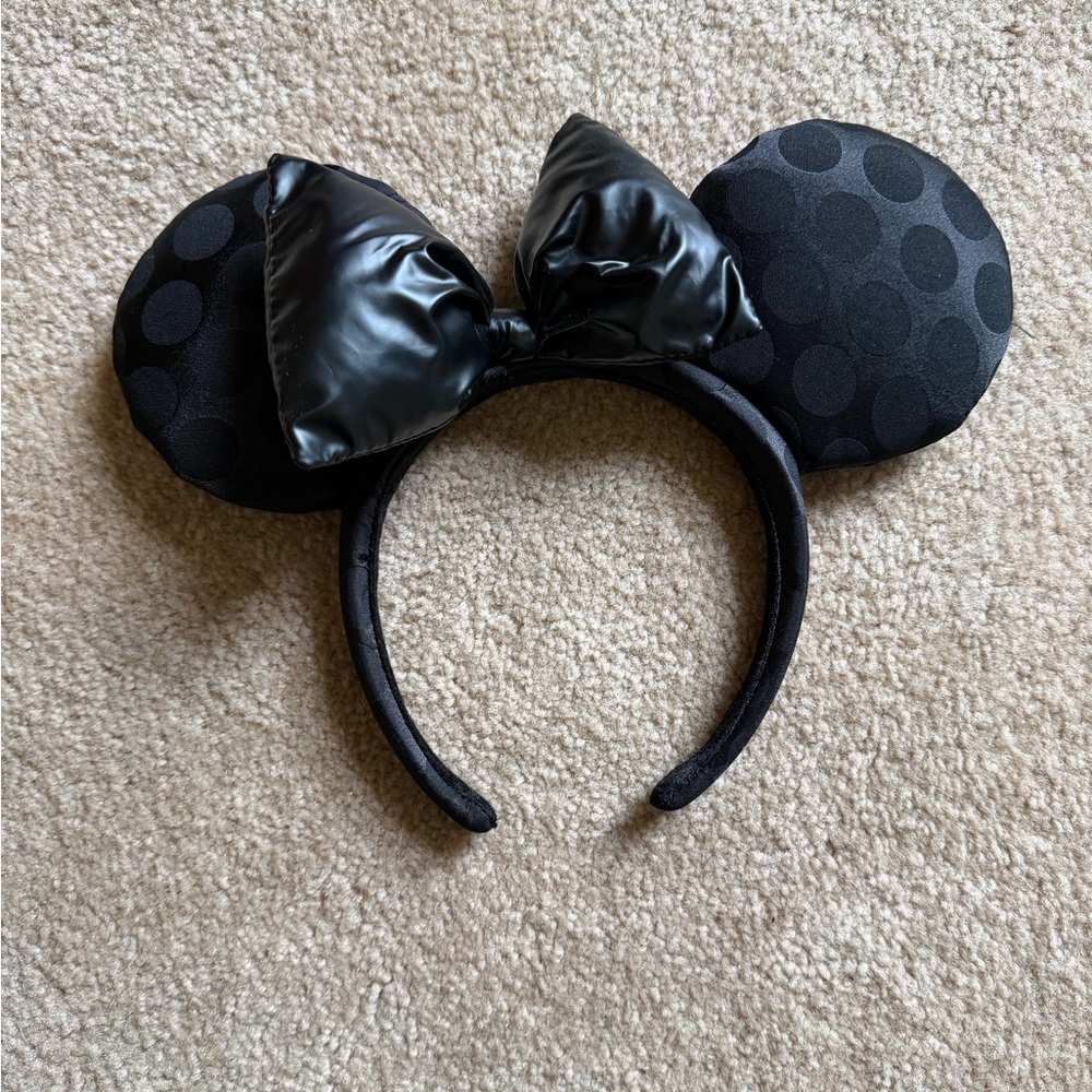 Black Polka Dot Mouse Ears Headband